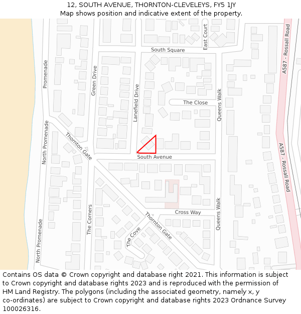 12, SOUTH AVENUE, THORNTON-CLEVELEYS, FY5 1JY: Location map and indicative extent of plot