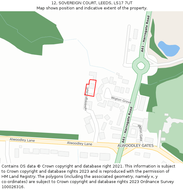 12, SOVEREIGN COURT, LEEDS, LS17 7UT: Location map and indicative extent of plot