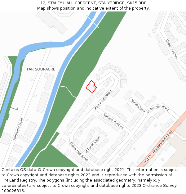 12, STALEY HALL CRESCENT, STALYBRIDGE, SK15 3DE: Location map and indicative extent of plot