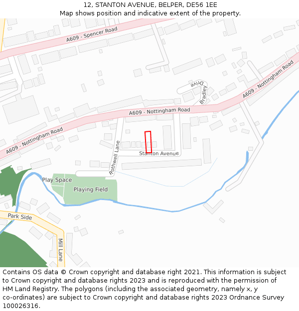 12, STANTON AVENUE, BELPER, DE56 1EE: Location map and indicative extent of plot