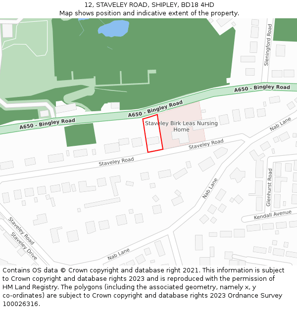 12, STAVELEY ROAD, SHIPLEY, BD18 4HD: Location map and indicative extent of plot