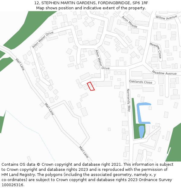 12, STEPHEN MARTIN GARDENS, FORDINGBRIDGE, SP6 1RF: Location map and indicative extent of plot