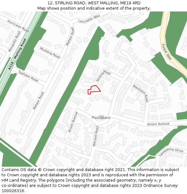 12, STIRLING ROAD, WEST MALLING, ME19 4RD: Location map and indicative extent of plot