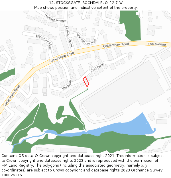 12, STOCKSGATE, ROCHDALE, OL12 7LW: Location map and indicative extent of plot