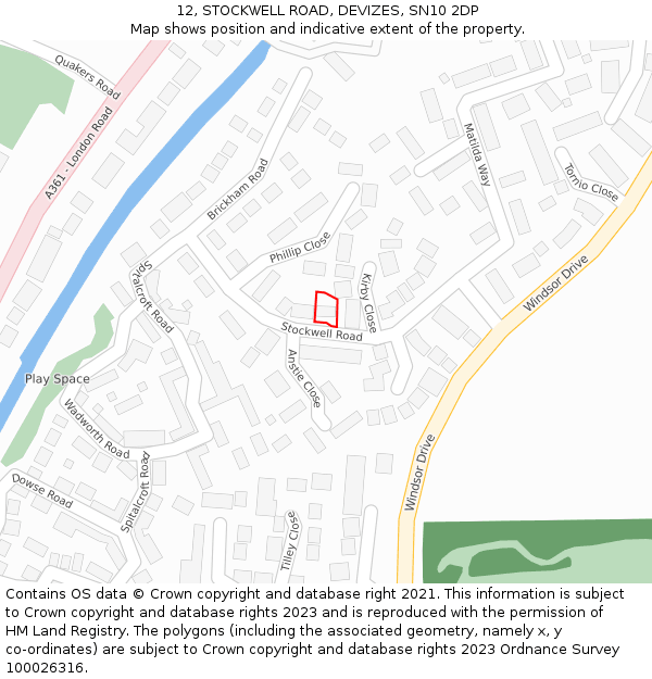 12, STOCKWELL ROAD, DEVIZES, SN10 2DP: Location map and indicative extent of plot