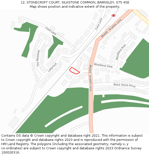 12, STONECROFT COURT, SILKSTONE COMMON, BARNSLEY, S75 4SE: Location map and indicative extent of plot