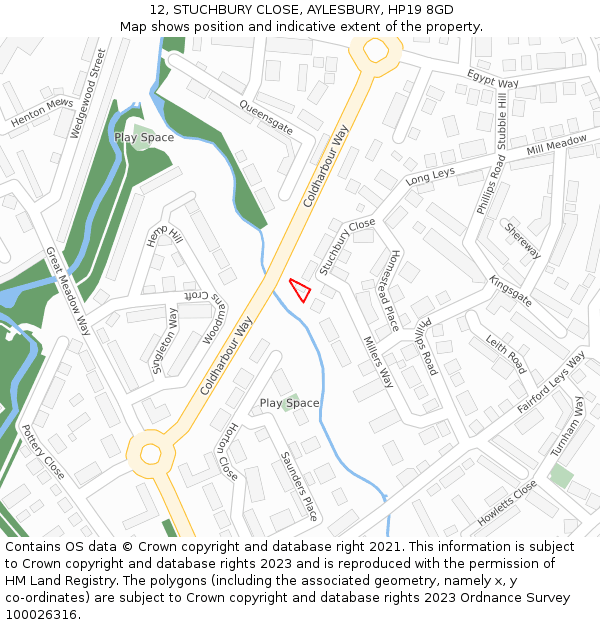 12, STUCHBURY CLOSE, AYLESBURY, HP19 8GD: Location map and indicative extent of plot
