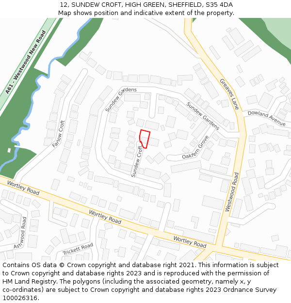 12, SUNDEW CROFT, HIGH GREEN, SHEFFIELD, S35 4DA: Location map and indicative extent of plot