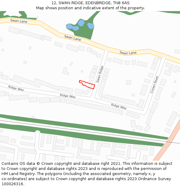 12, SWAN RIDGE, EDENBRIDGE, TN8 6AS: Location map and indicative extent of plot