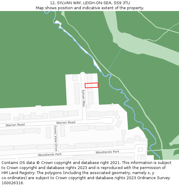 12, SYLVAN WAY, LEIGH-ON-SEA, SS9 3TU: Location map and indicative extent of plot