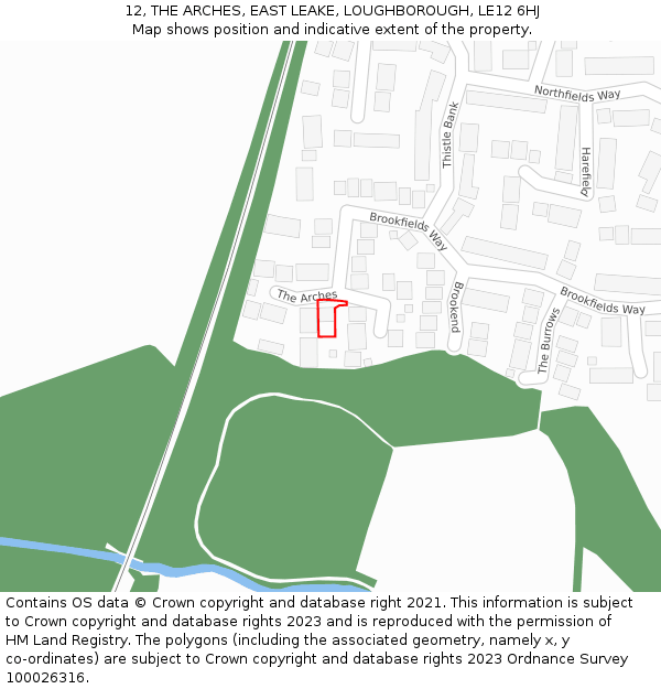 12, THE ARCHES, EAST LEAKE, LOUGHBOROUGH, LE12 6HJ: Location map and indicative extent of plot