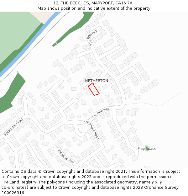 12, THE BEECHES, MARYPORT, CA15 7AH: Location map and indicative extent of plot