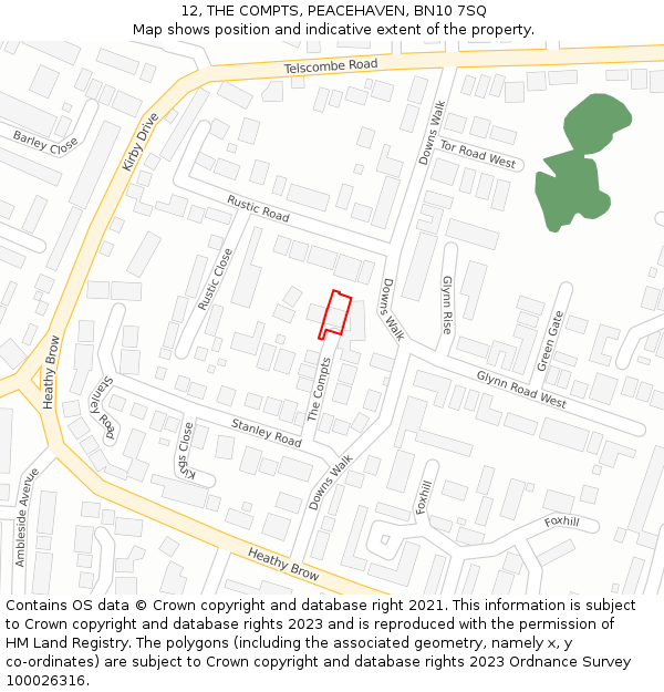12, THE COMPTS, PEACEHAVEN, BN10 7SQ: Location map and indicative extent of plot