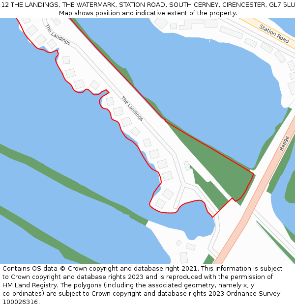 12 THE LANDINGS, THE WATERMARK, STATION ROAD, SOUTH CERNEY, CIRENCESTER, GL7 5LU: Location map and indicative extent of plot