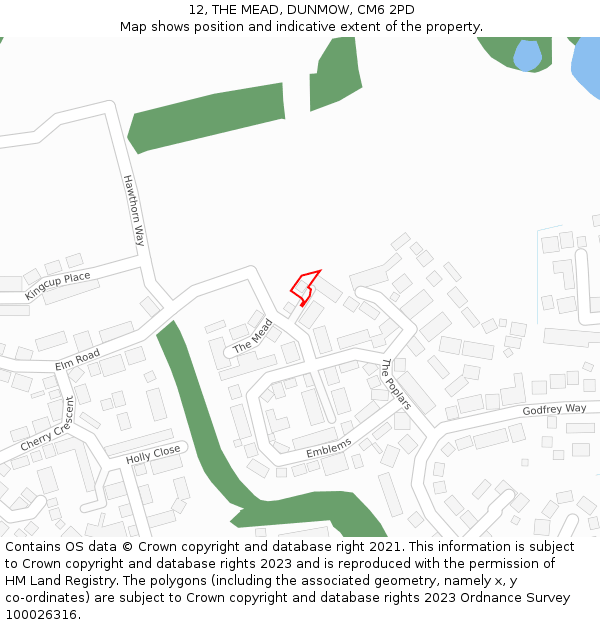 12, THE MEAD, DUNMOW, CM6 2PD: Location map and indicative extent of plot