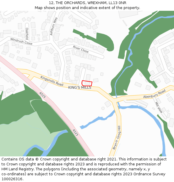 12, THE ORCHARDS, WREXHAM, LL13 0NR: Location map and indicative extent of plot