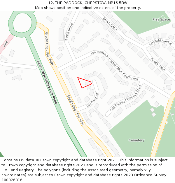 12, THE PADDOCK, CHEPSTOW, NP16 5BW: Location map and indicative extent of plot