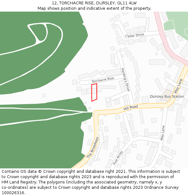 12, TORCHACRE RISE, DURSLEY, GL11 4LW: Location map and indicative extent of plot