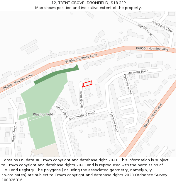12, TRENT GROVE, DRONFIELD, S18 2FP: Location map and indicative extent of plot