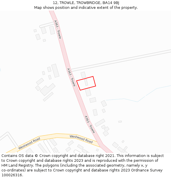 12, TROWLE, TROWBRIDGE, BA14 9BJ: Location map and indicative extent of plot