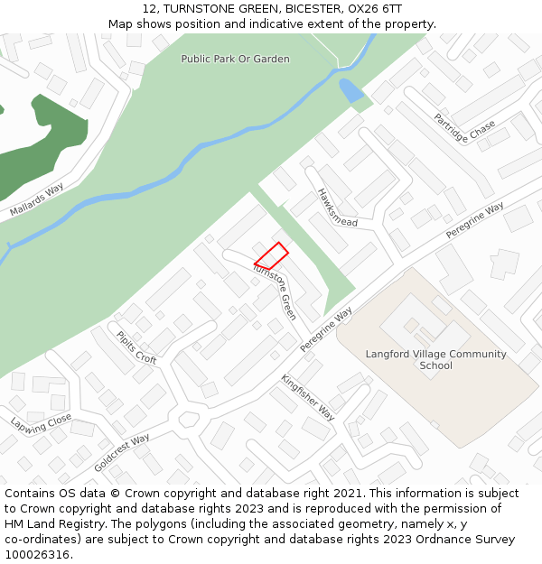 12, TURNSTONE GREEN, BICESTER, OX26 6TT: Location map and indicative extent of plot