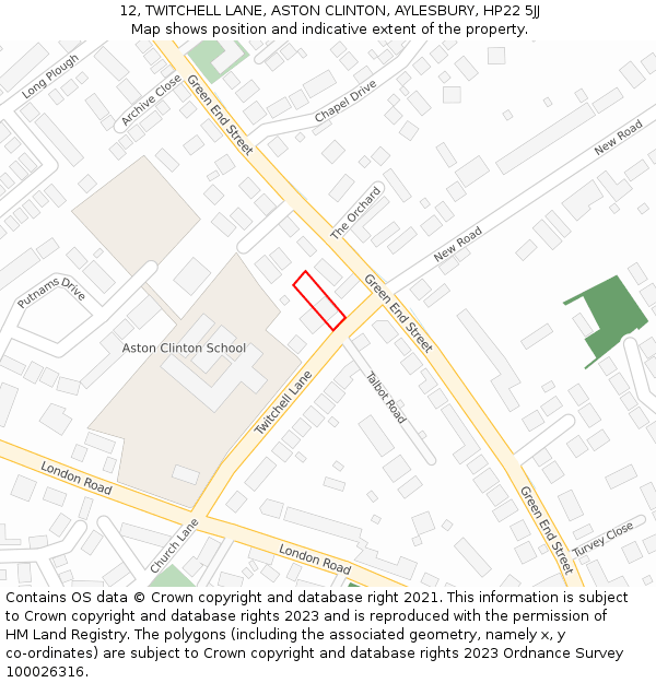 12, TWITCHELL LANE, ASTON CLINTON, AYLESBURY, HP22 5JJ: Location map and indicative extent of plot