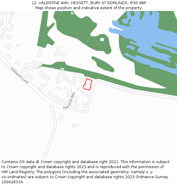 12, VALENTINE WAY, HESSETT, BURY ST EDMUNDS, IP30 9BP: Location map and indicative extent of plot