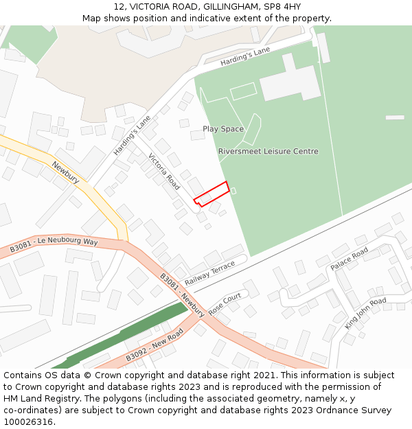 12, VICTORIA ROAD, GILLINGHAM, SP8 4HY: Location map and indicative extent of plot