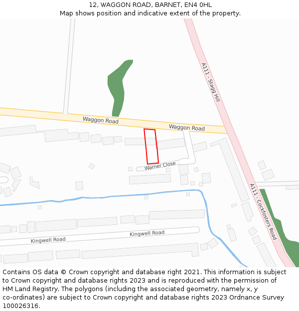 12, WAGGON ROAD, BARNET, EN4 0HL: Location map and indicative extent of plot