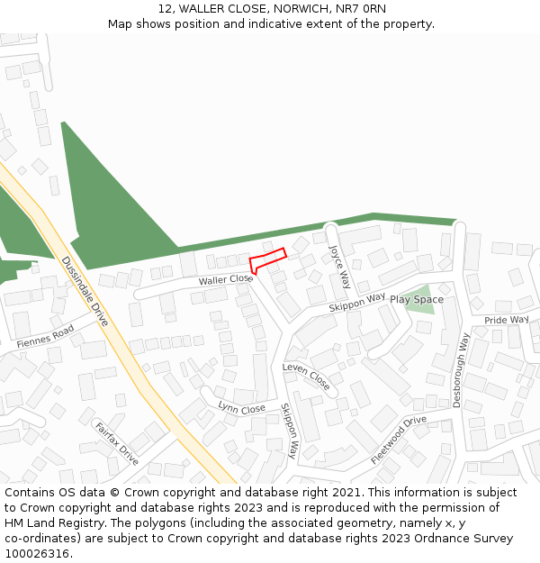 12, WALLER CLOSE, NORWICH, NR7 0RN: Location map and indicative extent of plot