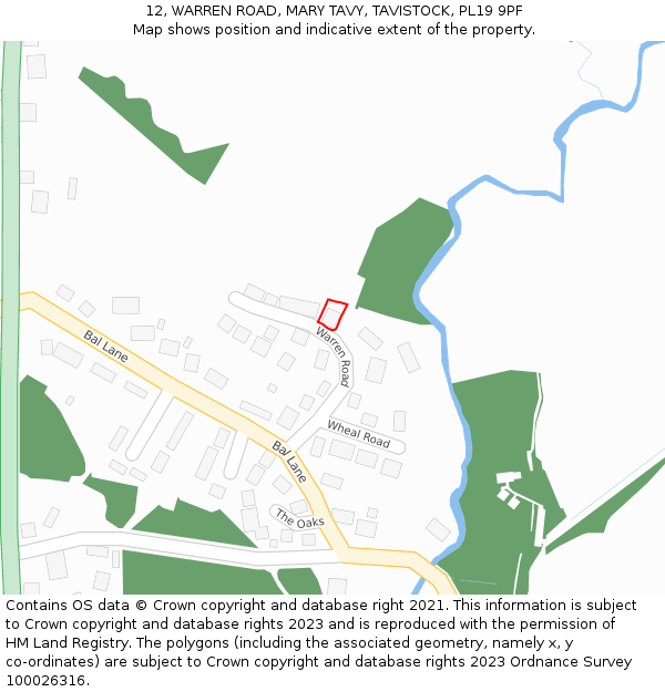 12, WARREN ROAD, MARY TAVY, TAVISTOCK, PL19 9PF: Location map and indicative extent of plot
