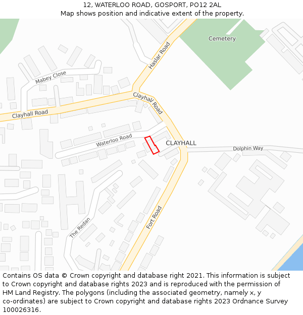 12, WATERLOO ROAD, GOSPORT, PO12 2AL: Location map and indicative extent of plot