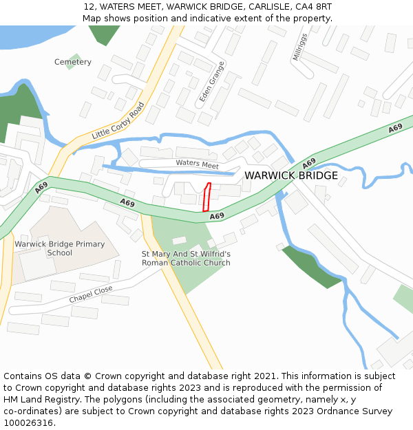 12, WATERS MEET, WARWICK BRIDGE, CARLISLE, CA4 8RT: Location map and indicative extent of plot
