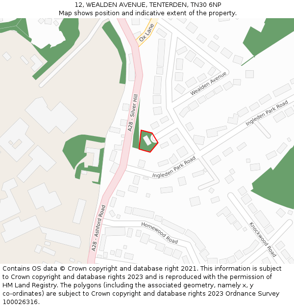 12, WEALDEN AVENUE, TENTERDEN, TN30 6NP: Location map and indicative extent of plot