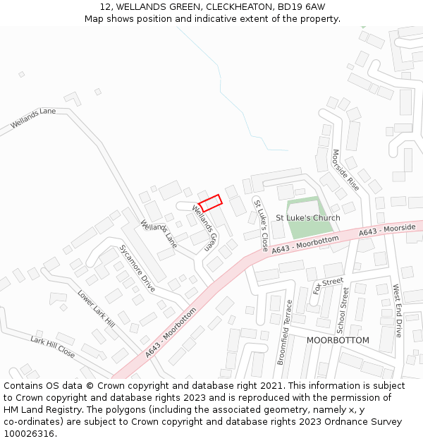 12, WELLANDS GREEN, CLECKHEATON, BD19 6AW: Location map and indicative extent of plot