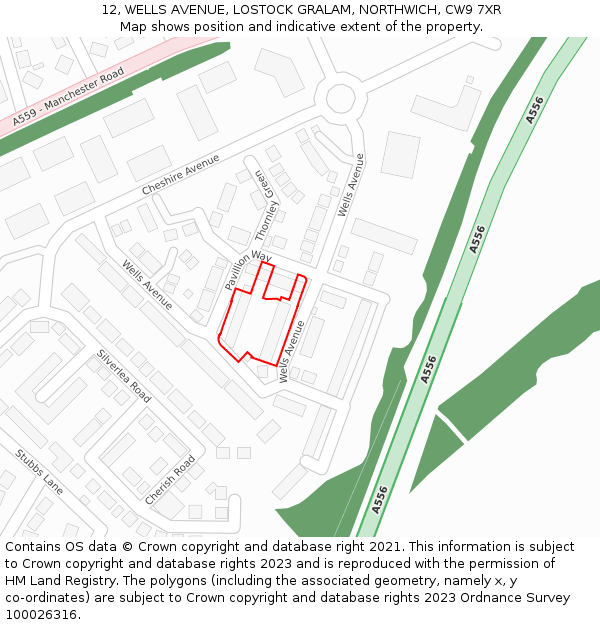 12, WELLS AVENUE, LOSTOCK GRALAM, NORTHWICH, CW9 7XR: Location map and indicative extent of plot