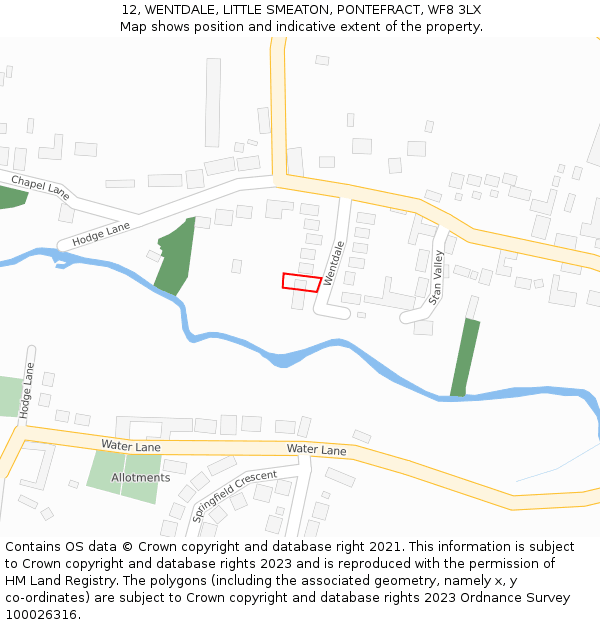 12, WENTDALE, LITTLE SMEATON, PONTEFRACT, WF8 3LX: Location map and indicative extent of plot