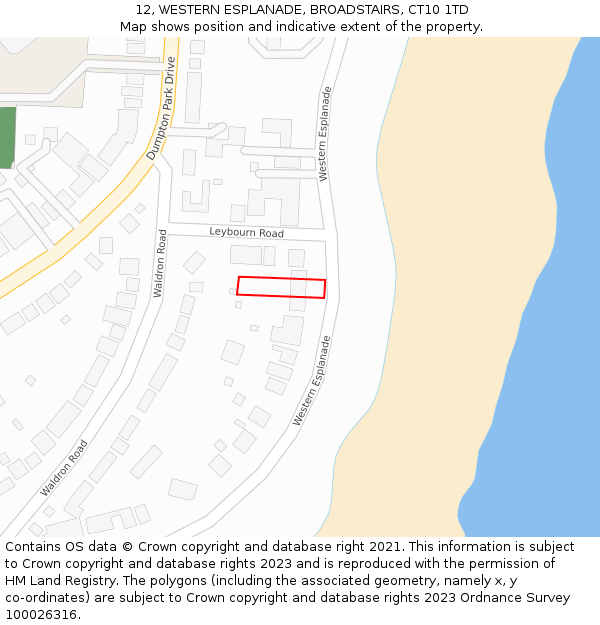 12, WESTERN ESPLANADE, BROADSTAIRS, CT10 1TD: Location map and indicative extent of plot