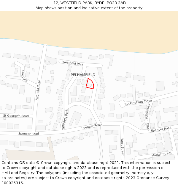 12, WESTFIELD PARK, RYDE, PO33 3AB: Location map and indicative extent of plot