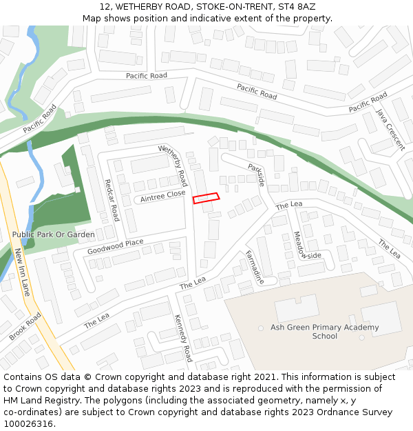 12, WETHERBY ROAD, STOKE-ON-TRENT, ST4 8AZ: Location map and indicative extent of plot