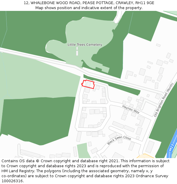 12, WHALEBONE WOOD ROAD, PEASE POTTAGE, CRAWLEY, RH11 9GE: Location map and indicative extent of plot