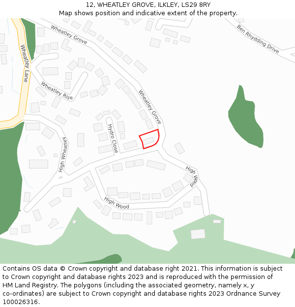 12, WHEATLEY GROVE, ILKLEY, LS29 8RY: Location map and indicative extent of plot