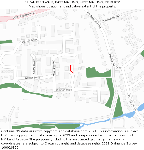 12, WHIFFEN WALK, EAST MALLING, WEST MALLING, ME19 6TZ: Location map and indicative extent of plot