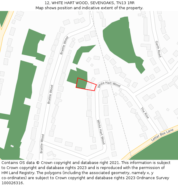 12, WHITE HART WOOD, SEVENOAKS, TN13 1RR: Location map and indicative extent of plot