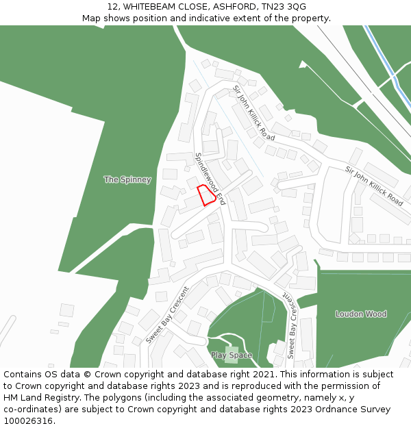 12, WHITEBEAM CLOSE, ASHFORD, TN23 3QG: Location map and indicative extent of plot