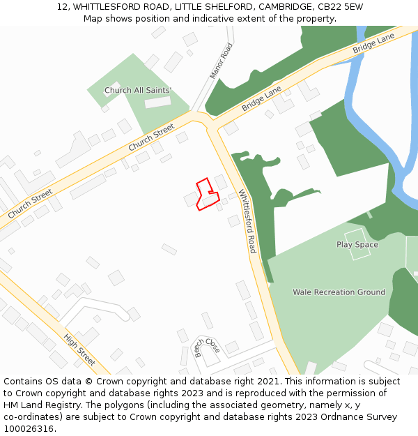 12, WHITTLESFORD ROAD, LITTLE SHELFORD, CAMBRIDGE, CB22 5EW: Location map and indicative extent of plot