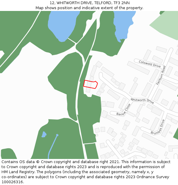 12, WHITWORTH DRIVE, TELFORD, TF3 2NN: Location map and indicative extent of plot