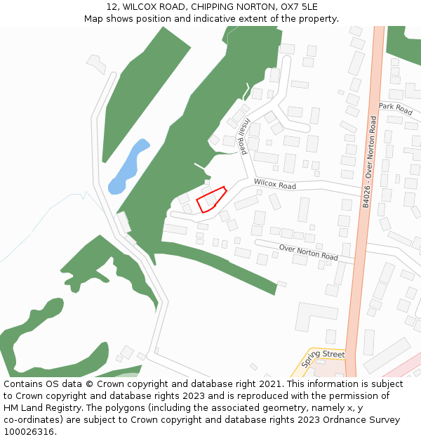 12, WILCOX ROAD, CHIPPING NORTON, OX7 5LE: Location map and indicative extent of plot