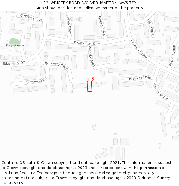 12, WINCEBY ROAD, WOLVERHAMPTON, WV6 7SY: Location map and indicative extent of plot