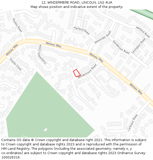 12, WINDERMERE ROAD, LINCOLN, LN2 4UA: Location map and indicative extent of plot